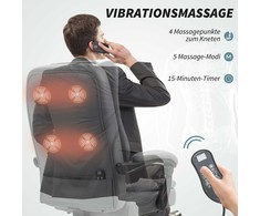 HOMCOM biuro kėdė su masažo funkcija, ergonomiška rašomojo stalo kėdė su atlošimo funkcija, reguliuojamo aukščio sukama kėdė su kojų atrama, pilka