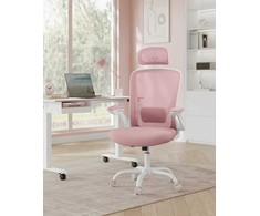 Songmics Ergonomiška biuro kėdė su supimo funkcija pastelinės rožinės spalvos