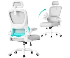 Songmics Ergonomiška biuro kėdė su tinkliniu audiniu ir atlenkiamais porankiais