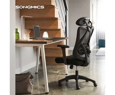 Songmics Biuro kėdė, kurios keliamoji galia iki 150 kg, juoda