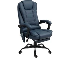 "Vinsetto" biuro kėdė su 7 taškų masažu, ergonomiška biuro kėdė su atsilenkimo funkcija, reguliuojamo aukščio vadovo kėdė su nuotolinio valdymo pulteliu, 120 kg keliamoji galia, skirta darbui, biurui, mėlyna