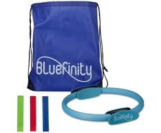 Bluefinity Pilates žiedas su juostomis, 39x37x5.5 cm, mėlynas