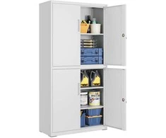 Songmics 4 durų ir 5 lygių 40 x 80 x 180 cm matinės pilkos spalvos dokumentų spinta