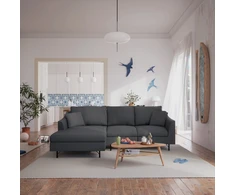 Citysofa 4 vietų kairioji kampinė sofa Alfama - Tamsiai pilka