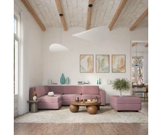 Citysofa 4 vietų kampinė modulinė sofa GRACIA - Dulsvai rožinė