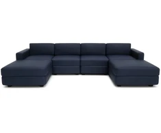 Citysofa U formos modulinė sofa GRACIA 180x320x180 cm - Tamsiai mėlyna