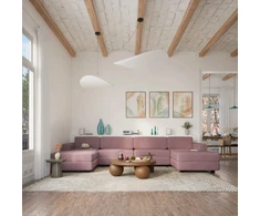Citysofa U formos modulinė sofa GRACIA 180x360x180 cm - Dulsvai rožinė