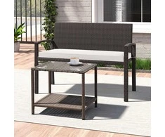 Promotions Lauko dvivietė sofa, 56x110x84 cm, ruda, smėlio spalvos
