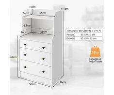 Promotions Komoda su lentynomis, 58x36x111 cm, balta