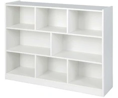 KNYGA Promotions Atvira knygų lentyna spintelė, 122x31.8x92.7 cm, pilka balta