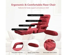 Promotions Sulankstoma grindų kėdė-sofa, 169x55 cm, raudona