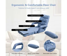 Promotions Sulankstoma grindų kėdė-sofa, 169x55 cm, mėlyna
