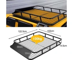 Promotions Automobilio stogo bagažinė, 122,5x102x14,5 cm, juoda, plienas