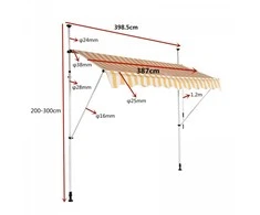 Promotions Balkono markizė, 395x120 cm, Pilka