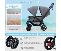 Promotions Vežimėlis, Sulankstomas dvivietis vežimėlis, Pilkas