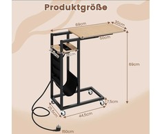 Promotions Šoninis staliukas, C formos, 69x30x69 cm, ruda juoda