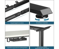Promotions Elektrinis rašomojo stalo rėmas, aukščio reguliavimas, 109-151x59x70-120 cm, juodas