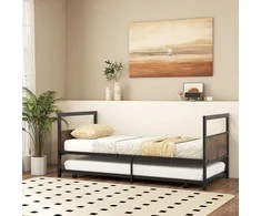Promotions Dieninė lova, 204,5x97x84,5 cm, Rustiškos rudos ir juodos spalvos