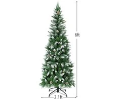 Promotions Dirbtinė pieštuko formos Kalėdų eglutė, 228,6x76,2 cm, žalia balta