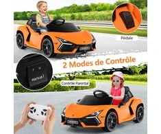 Promotions Elektrinis automobilis, licencijuotas Lamborghini Revuelto, 105x60x40 cm, oranžinis