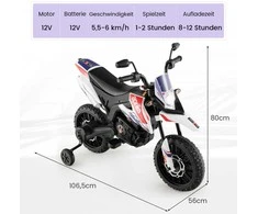 Promotions Elektrinis vaikų motociklas, 106,5x56x80 cm, baltas