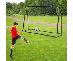 Promotions Vaikiški futbolo vartai ir atmušėjas, 187x60x102-122,5 cm, juodos spalvos