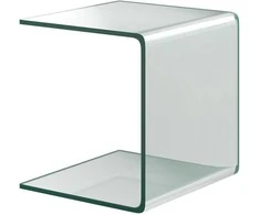 Promotions Šoninis staliukas, grūdintas stiklas, 45,7x45,7x40,6 cm, permatomas