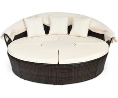 Lauko baldų komplektas Promotions Lauko poilsio lova, 192x177x146 cm, Juoda, Smėlio spalvos