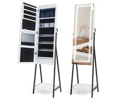 Promotions Papuošalų spintelė, LED laisvai pastatomas viso ūgio veidrodis, 40,6x35,6x160 cm, ruda
