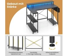 Promotions L formos rašomasis stalas, 120x80x87 cm, rudos ir juodos spalvos