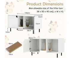 Promotions Katės kraiko dėžės uždangalas, 100x52x55 cm, baltas