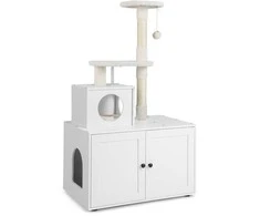 Promotions Kačių medis su kraiko dėžės uždanga, 77,5x49,5x132 cm, baltas