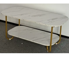 Promotions Kavos staliukas, Dirbtinio marmuro viršus, 100x50x45 cm, Balta Aukso spalva