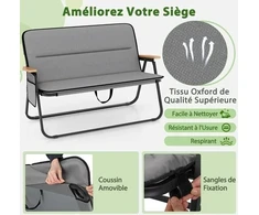 Promotions Stovyklavimo kėdė, dvivietė sulankstoma sofa, 111x57x71 cm, pilka