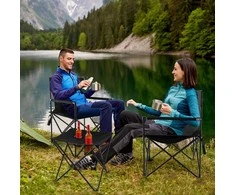 Lauko baldų komplektas Promotions Lauko sulankstomas kempingo kėdžių ir stalo rinkinys, 47x47x44,5 cm, juodas