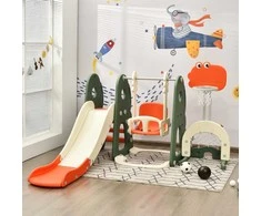 Promotions Vaikų žaidimų aikštelė, 6 viename laipiojimo aikštelė su čiuožykla ir krepšinio lankas, 172x182x108-120 cm