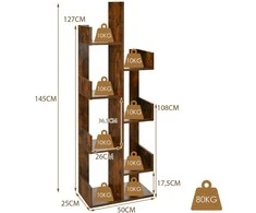 KNYGA Promotions Knygų lentyna, medžio formos, 50x25x145 cm, ruda
