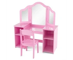 Promotions Vaikų kosmetinis staliukas ir kėdžių komplektas, 104.1x40.6x116.8 cm, rožinė balta
