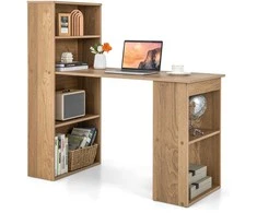 Promotions Kompiuterio stalas su 4 pakopų knygų lentyna ir CPU stoveliu, 121.9x55.9x121.9 cm, natūralios spalvos