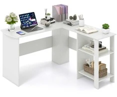 Promotions Kompiuterio stalas, didelis modernus L formos, 129.5x129.5x73.7 cm, baltas