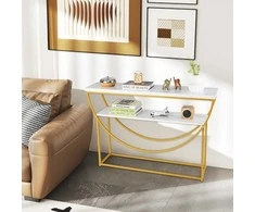 Promotions Konsolinis stalas, 120x30x80,5 cm, baltas, auksinis