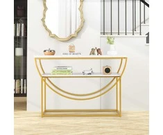 Promotions Konsolinis stalas, 120x30x80,5 cm, baltas, auksinis