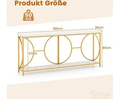Promotions Konsolinis stalas, 180x30x80 cm, baltas, auksinis