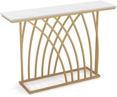 Promotions Konsolinis stalas, 121.9x30.5x80 cm, baltas ir auksinis