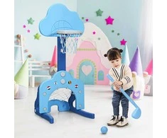 Promotions 3-in-1 Vaikiškas krepšinio lankas, reguliuojamas aukštis 78-116 cm, tamsiai mėlynas