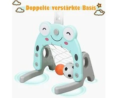 Promotions 3-in-1 sporto rinkinys, krepšinio stovėjas, futbolo vartai, žiedų metimo žaidimas, 54x48.5x133-158 cm, mėlyna pilka