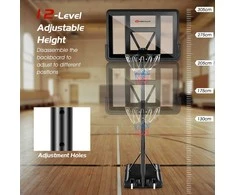 Promotions Nešiojamas krepšinio lankas su stoveliu, reguliuojamas lankelio aukštis 137,2-304,8 cm, pagrindas 88,9x59,7 cm, atmušimo lenta 110,5x74,9 cm, juoda raudona