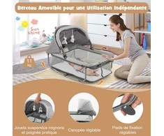Promotions Kūdikių maniežas, 5 viename sulankstoma kelioninė lovytė su vystymo stalu ir lovyte, 110x78x78 cm, pilka