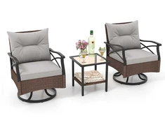 Lauko baldų komplektas Promotions Lauko sukiojamas supamas krėslų komplektas, 74.9x64.8x83.8 cm, rudos spalvos