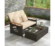 Promotions Lauko dienos lovos komplektas, 78.7-120.7x167.6x35.6-91.4 cm, Smėlio spalvos